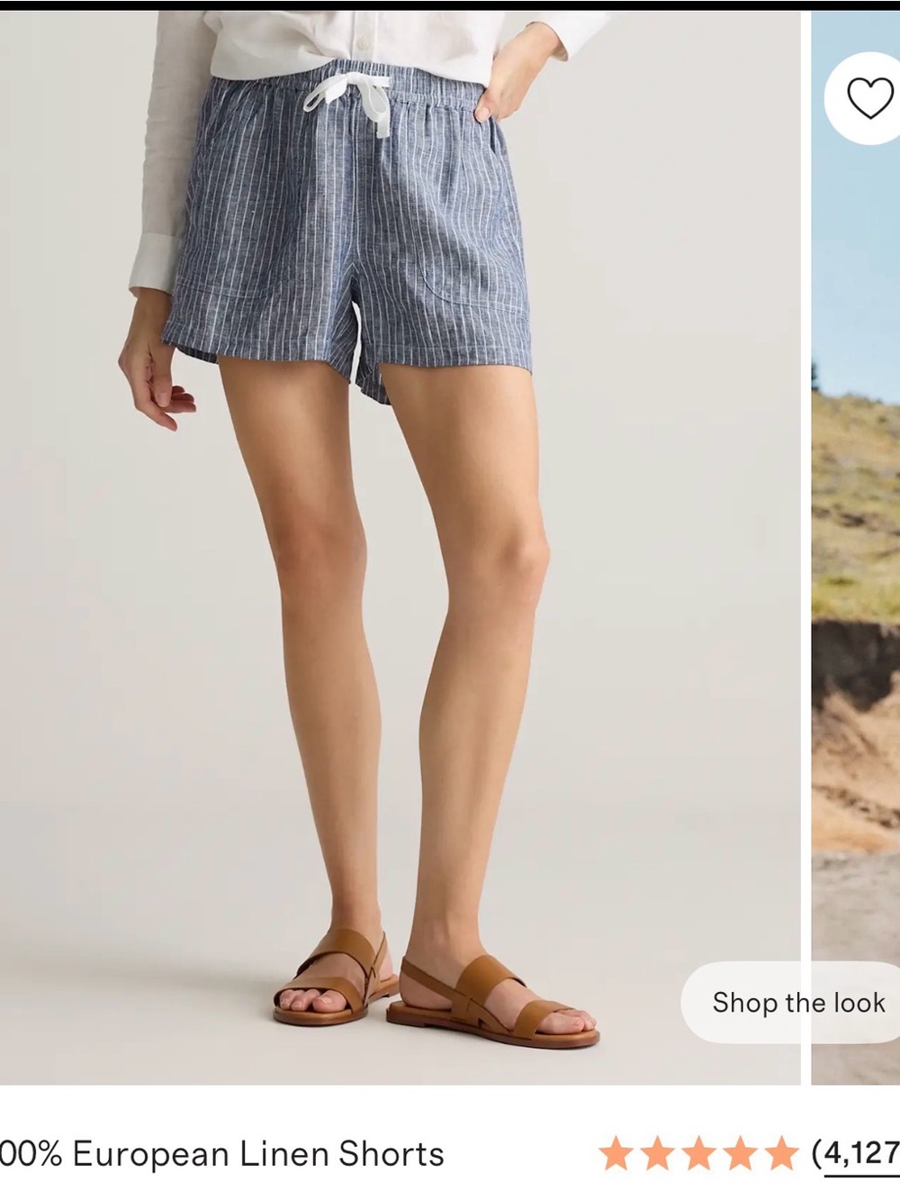 Quince Striped Blue 100% Linen Shorts